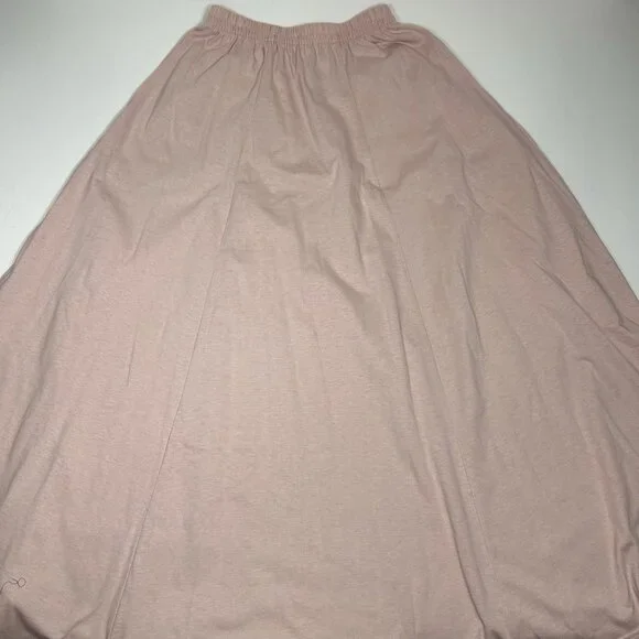 Vtg LAND'S END Maxi Skirt 100% Cotton Knit Elastic Waist Pockets Pink Sz ST USA - Picture 2 of 9
